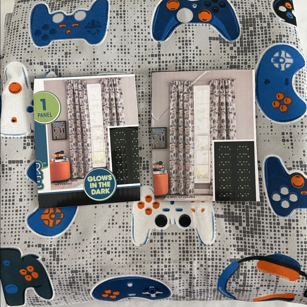 Your Zone Blackout Curtain Panel w/Glow in the Dark Print 1 Panel Gamer 37x 84